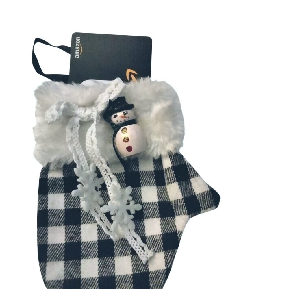 Buffalo Plaid Mitten Ornament Snowman Pin Snowflake Trim Gift Card Holder  Bag